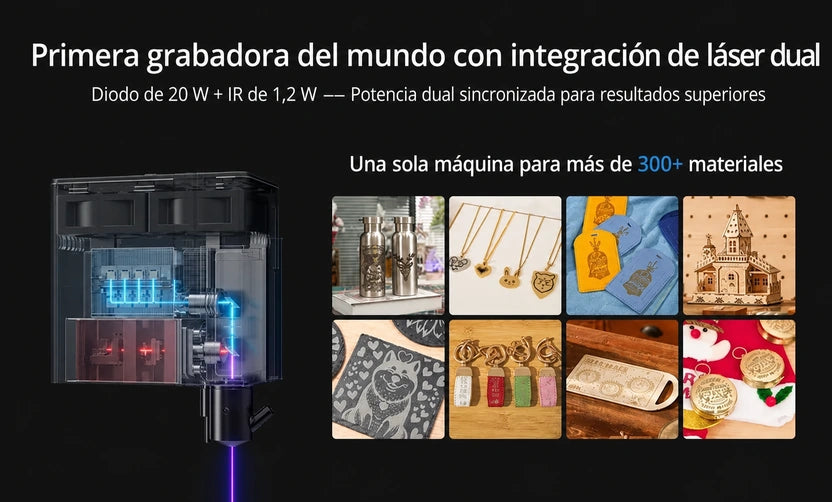 Grabadora AtomStack Kraft de doble láser diodo de 20 W + IR de 1,2 W