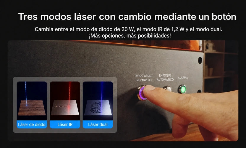 Grabadora AtomStack Kraft de doble láser diodo de 20 W + IR de 1,2 W
