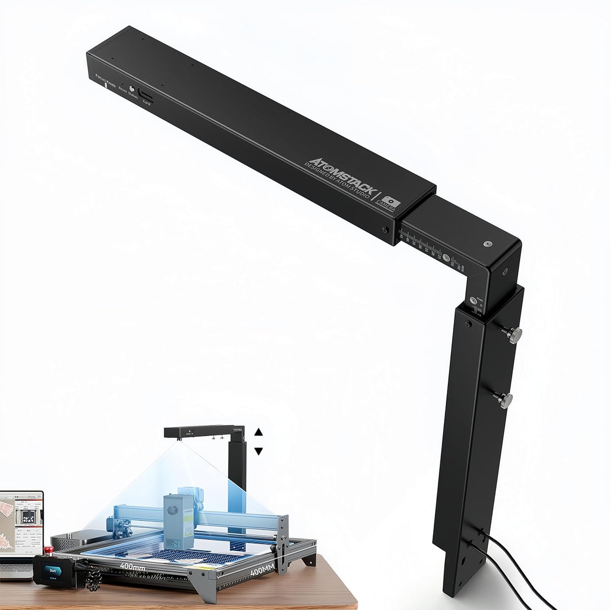 AtomStack AC2 wireless camera overhead mounting arm, render