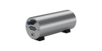 AtomStack F30 air assist pump, silver cylindrical unit, front three-quarter view