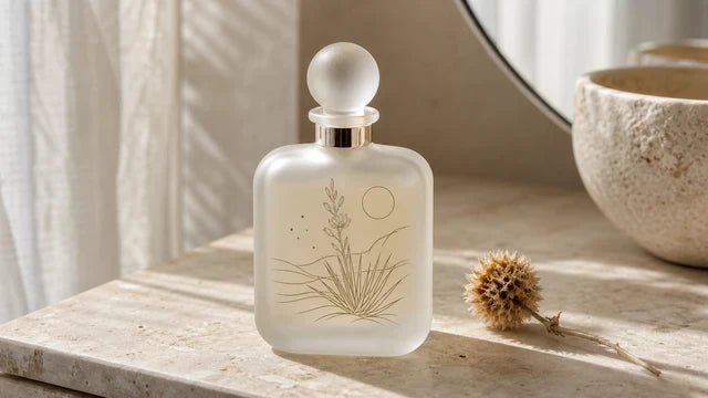 Botella de perfume de vidrio